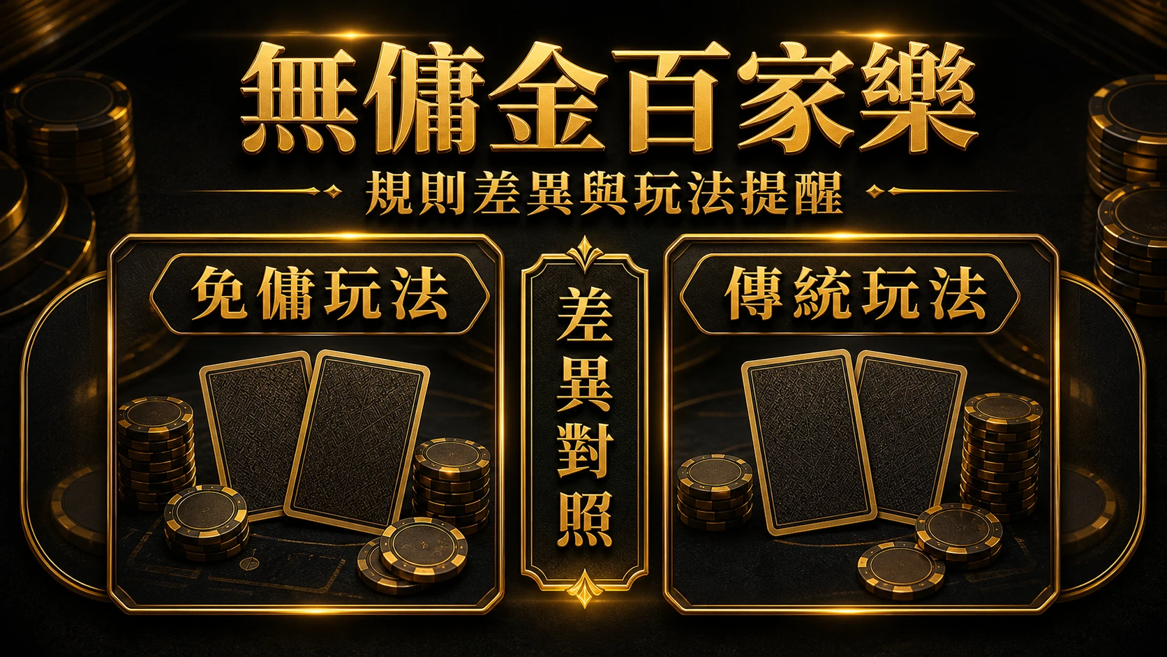 無傭金百家樂是什麼？傳統百家樂差異、賠率與適合玩家｜大老爺娛樂城
