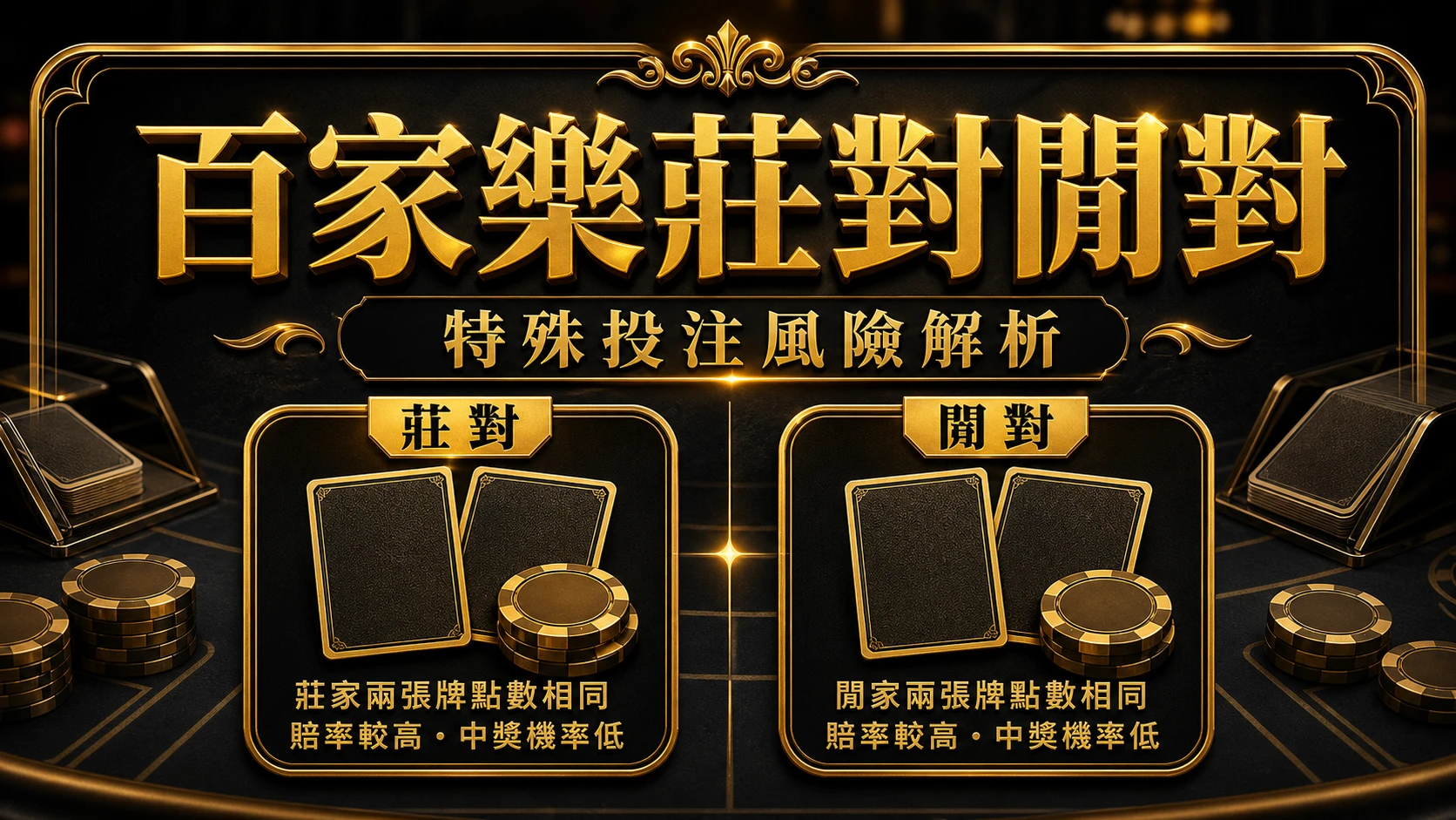 百家樂莊對閒對是什麼？特殊投注賠率與風險解析｜大老爺娛樂城