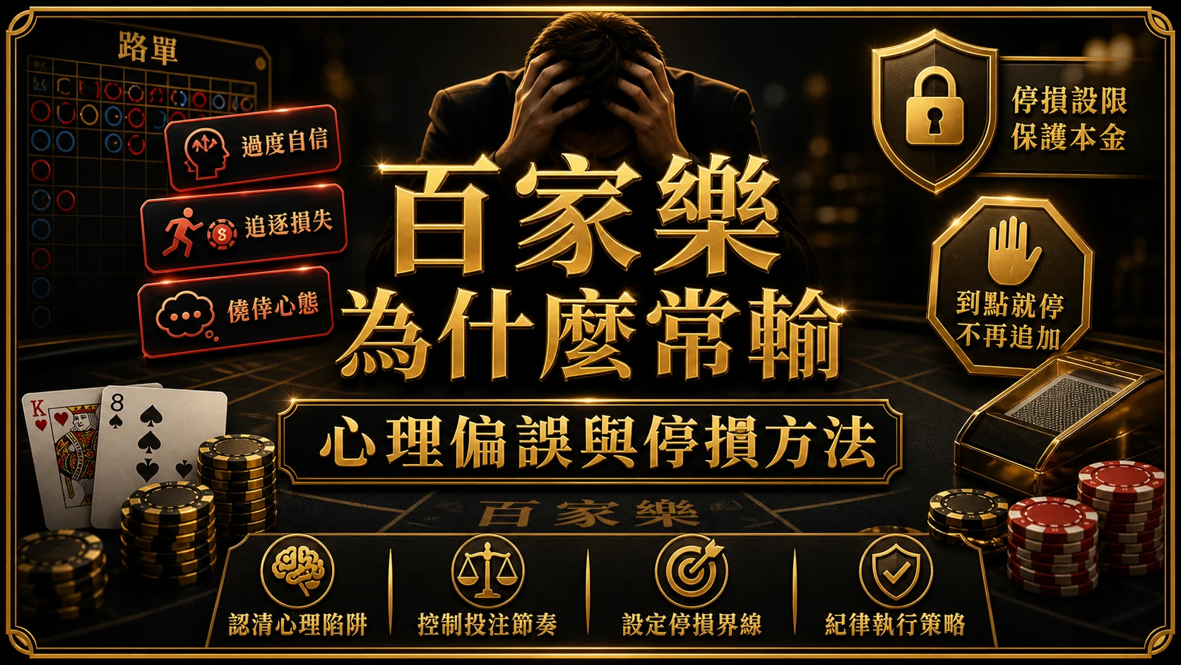 百家樂為什麼常輸？玩家心理偏誤、追注陷阱與停損方法｜大老爺娛樂城