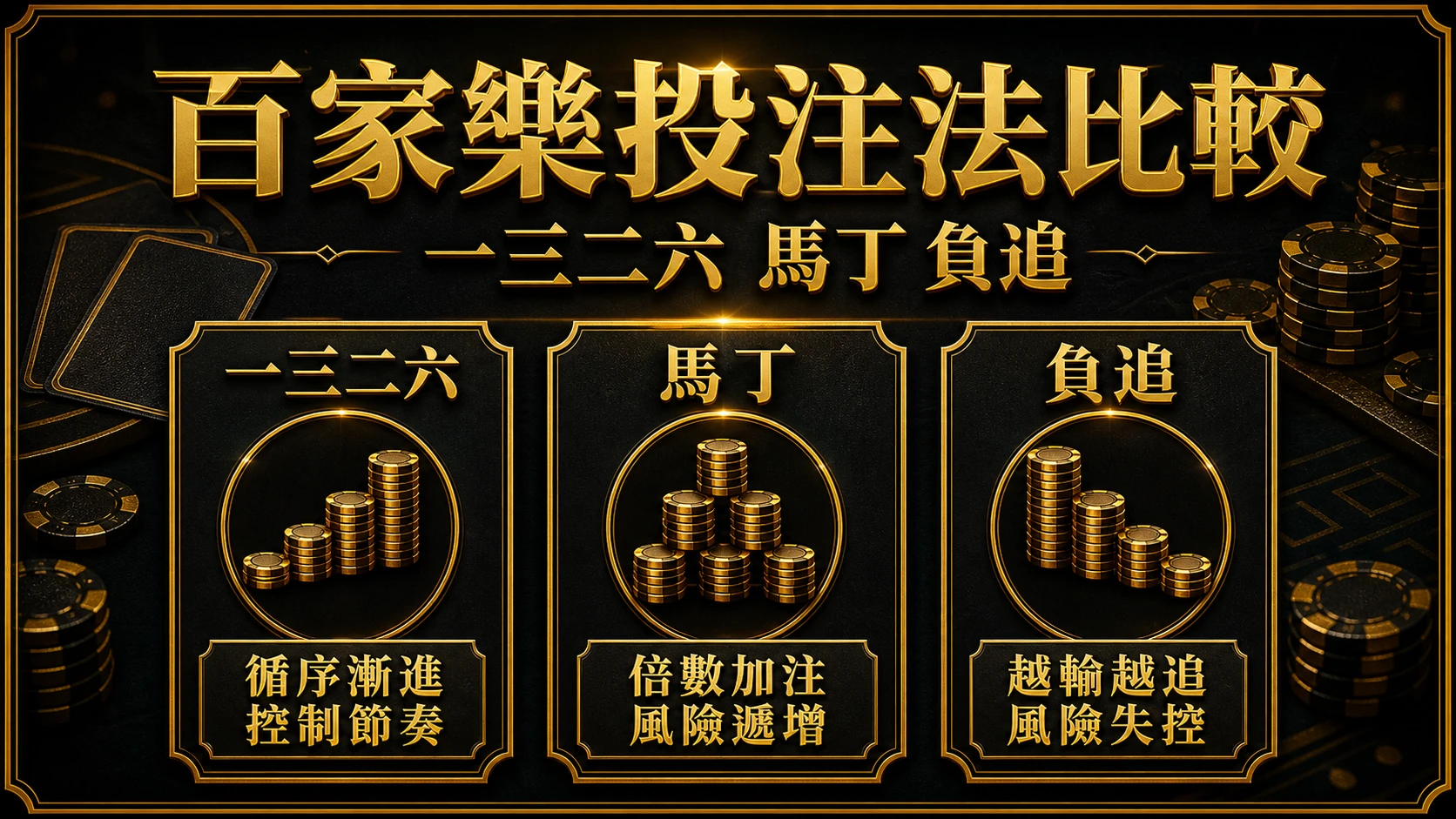 百家樂投注法怎麼選？1326、馬丁與負追風險比較｜大老爺娛樂城
