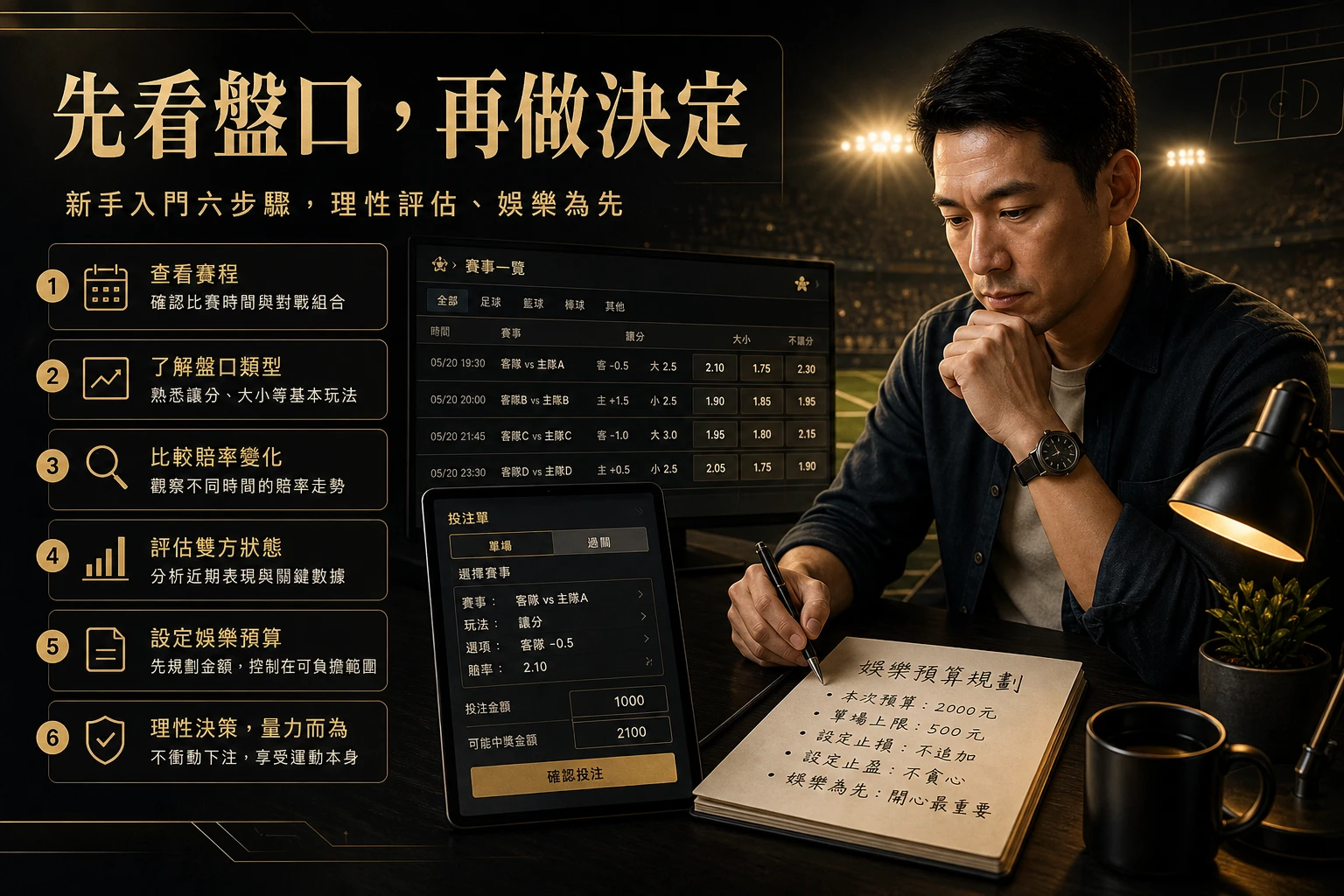 體育投注新手指南：盤口、賠率、讓分與注單檢查｜大老爺娛樂城
